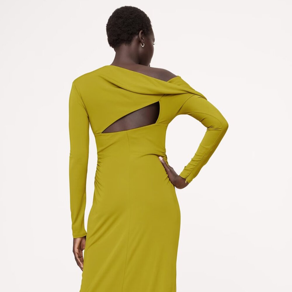 Banana Republic Jersey Knit Asymmetrical Draped Maxi Dress - Picture 2 of 6